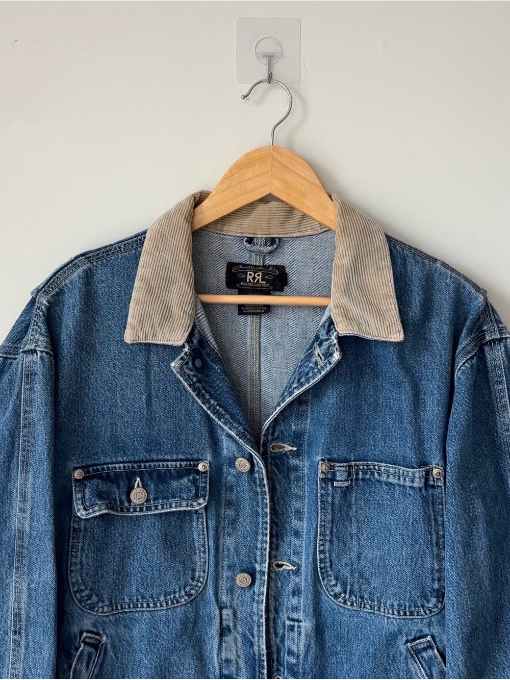 Vintage RRL Double RL Denim Trucker Jacket Men’s M Corduroy Collar 90s USA - Picture 2 of 16